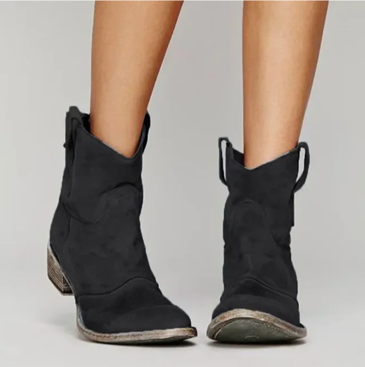 Western Boots Suede Decorative Stitching Elegant Cowgirl