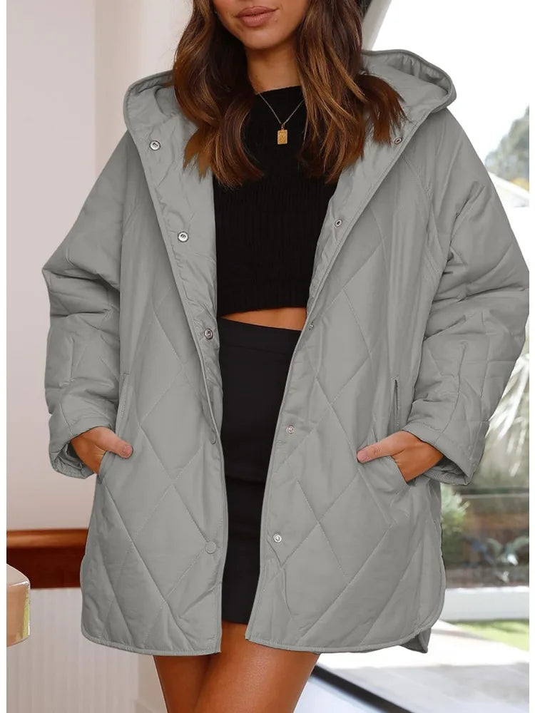 Oversized Winter Coat Hooded Relaxed Silhouette Insulated