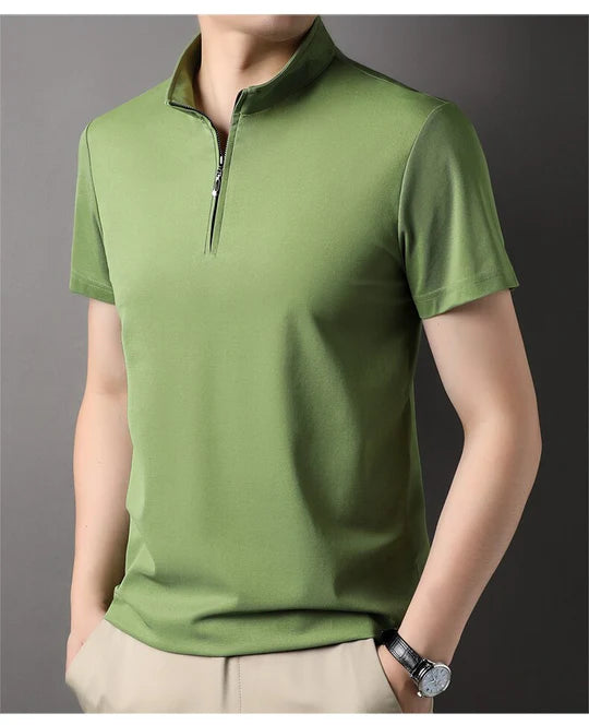 Men's Silk Quarter Zip Shirt