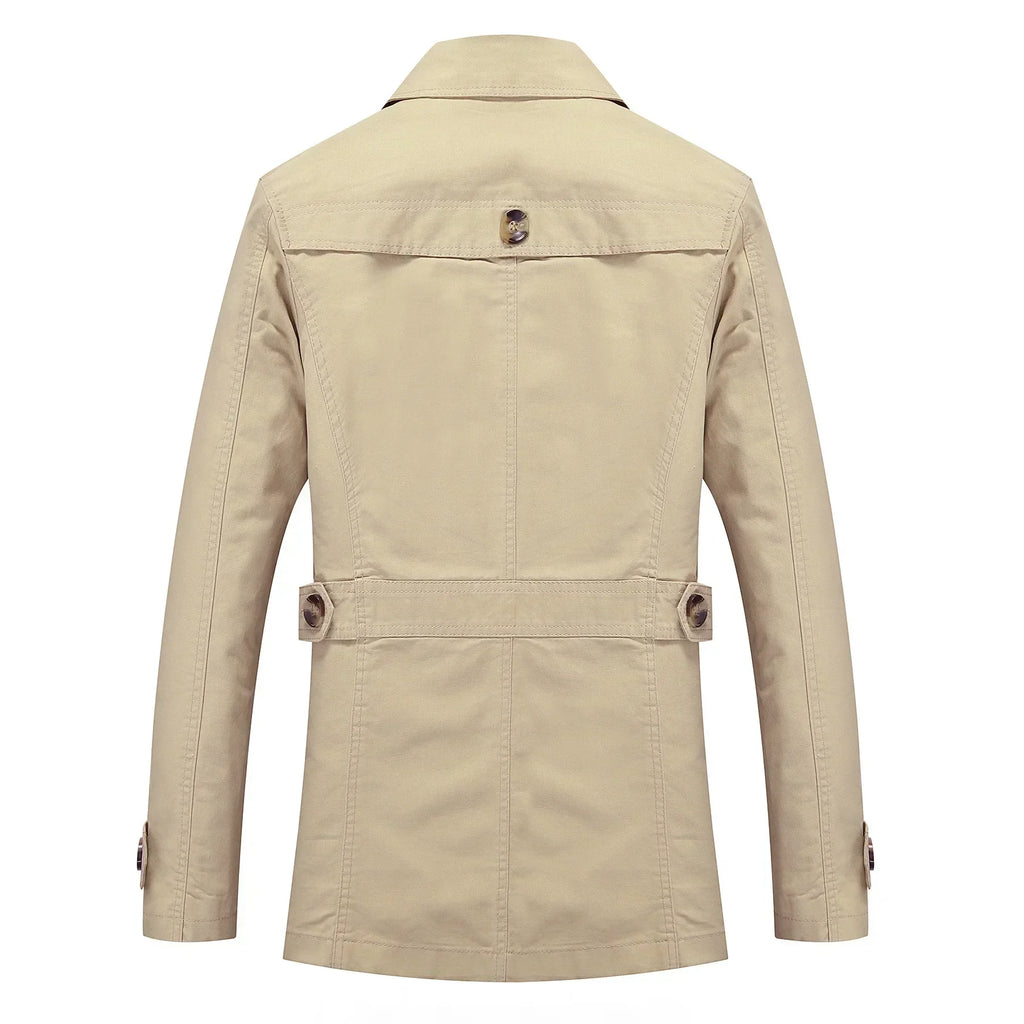 Men's Long Trench Coat Formal Classic Autumn Outerwear