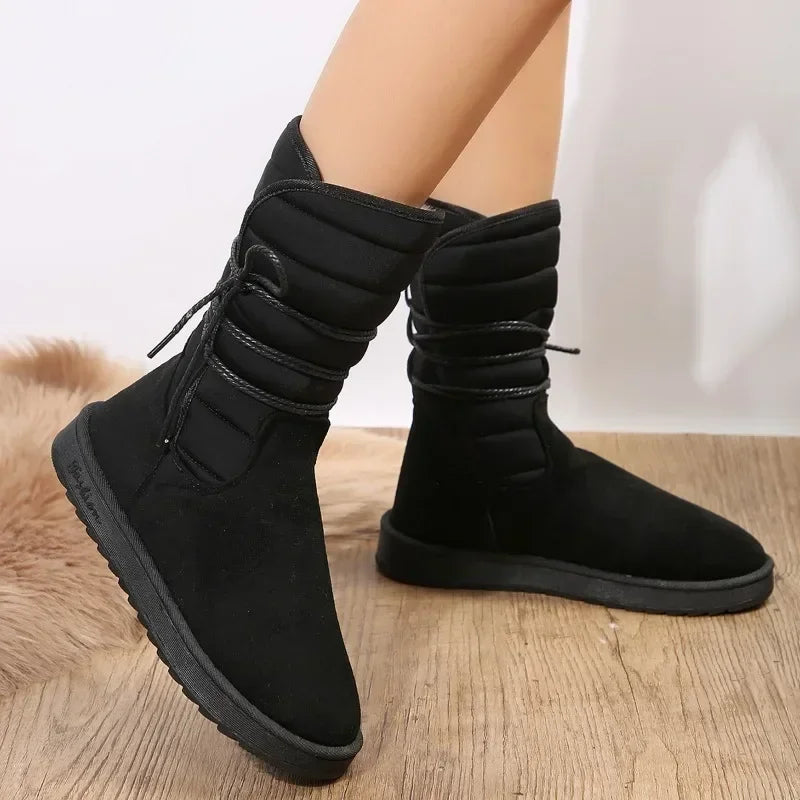 Veterschoenen voor dames met warme bontvoering