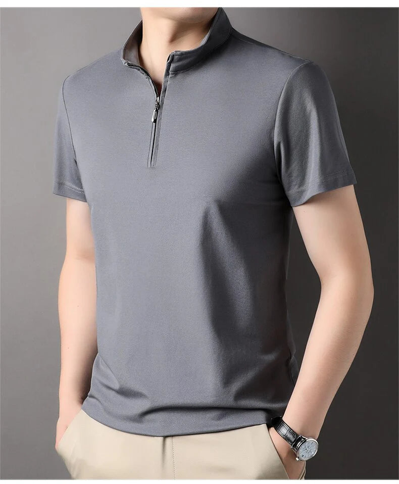 Men's Silk Quarter Zip Shirt