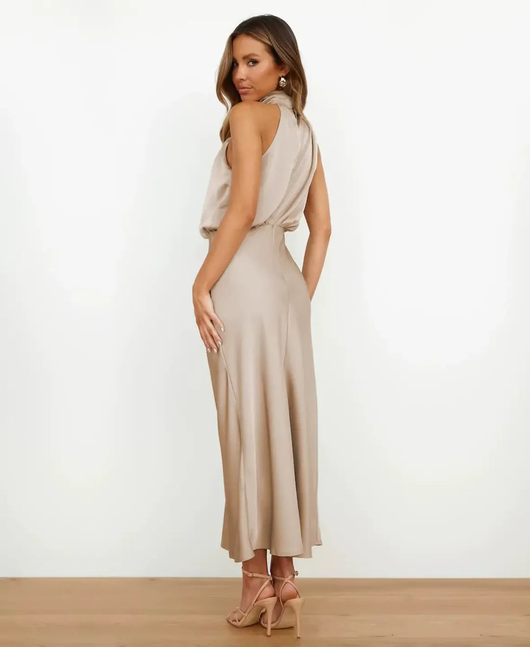 Sleeveless High-Neck Midi Dress