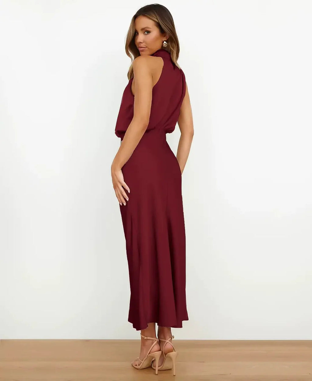 Sleeveless High-Neck Midi Dress