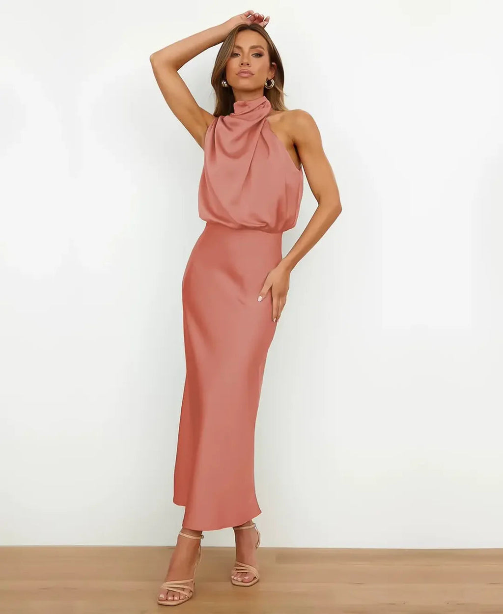 Sleeveless High-Neck Midi Dress