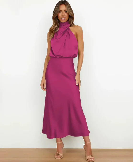Sleeveless High-Neck Midi Dress