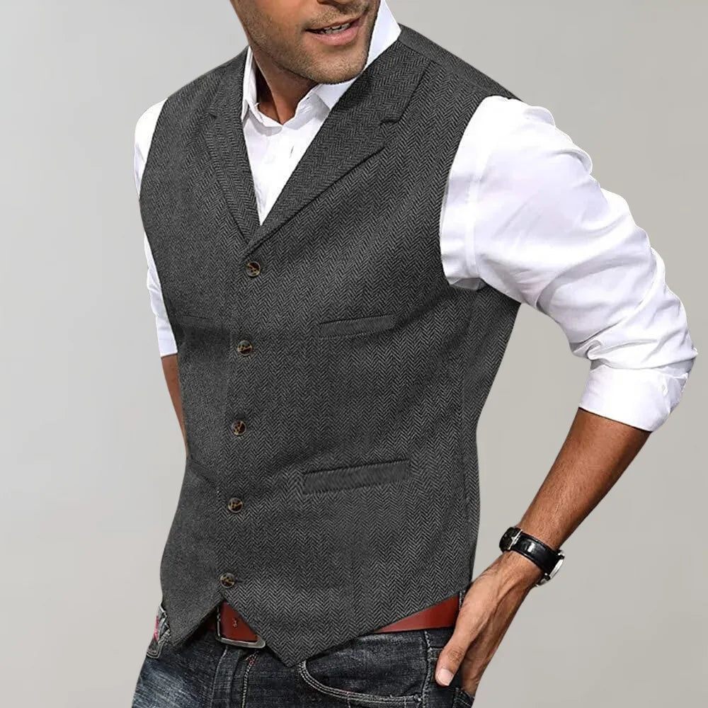 Men's Waistcoat Single Breasted Slim Fit Knit