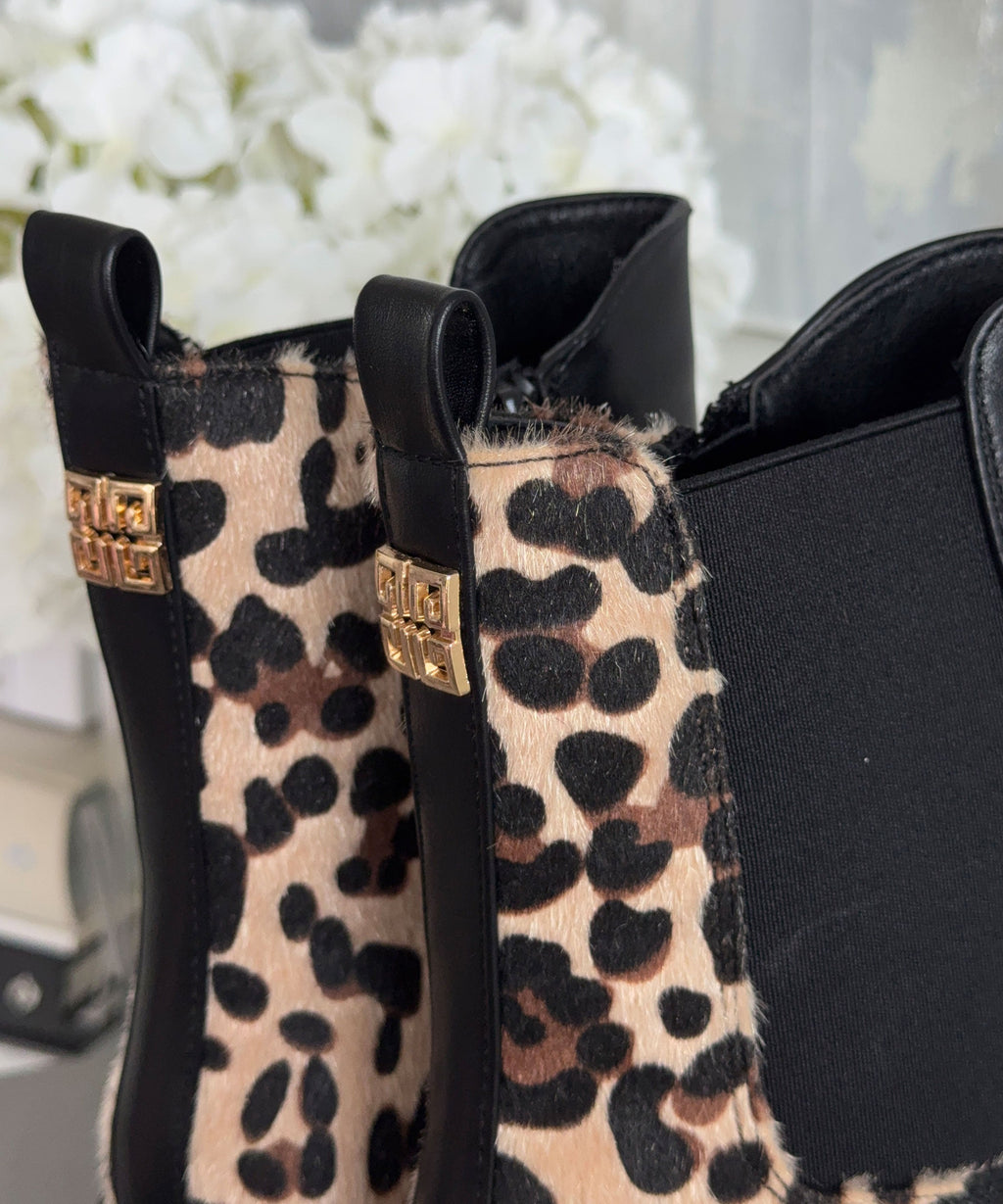 Leopard Print Chelsea Boots Leather Animal Pattern Ankle