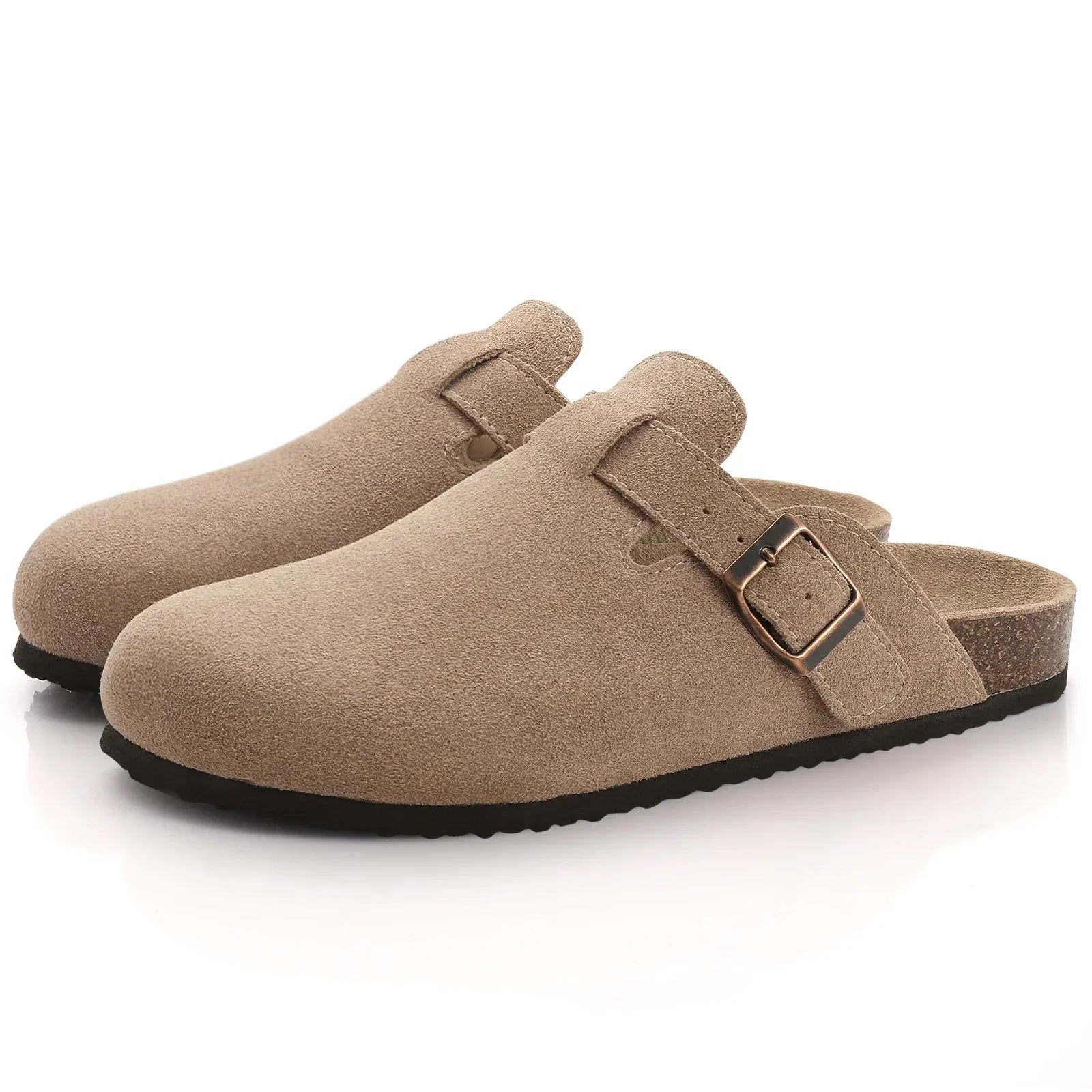 Suede Cork Mules Arch Support Slip On Slippers Comfort