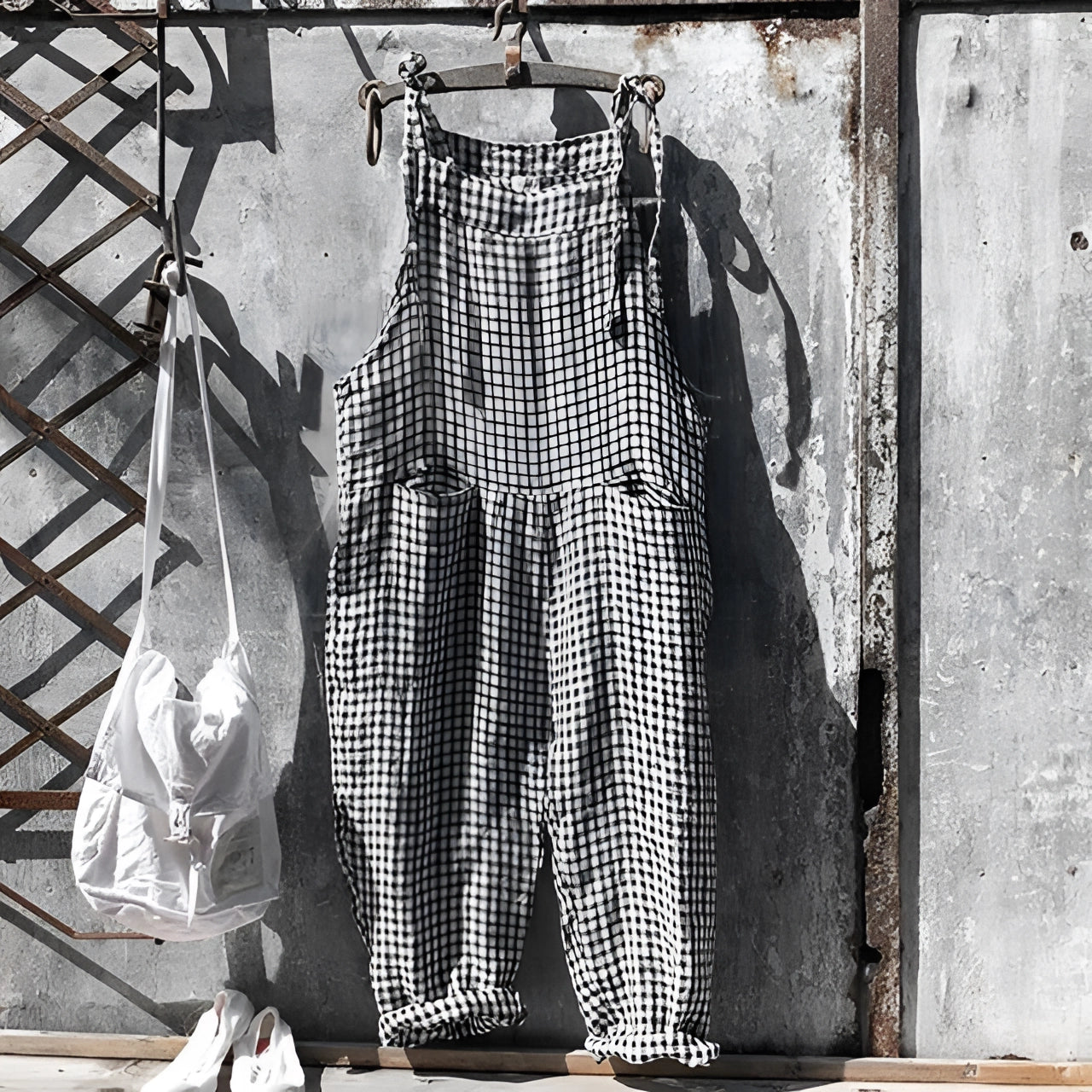 Vintage White Overalls Unisex Adjustable