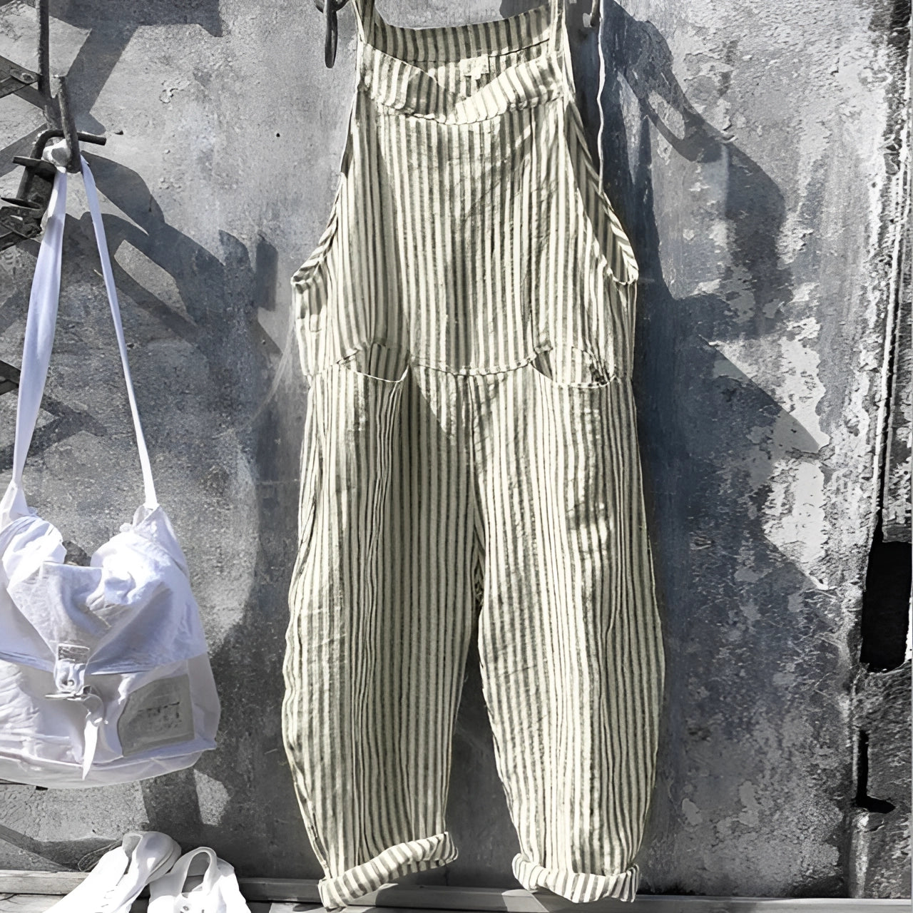 Vintage White Overalls Unisex Adjustable