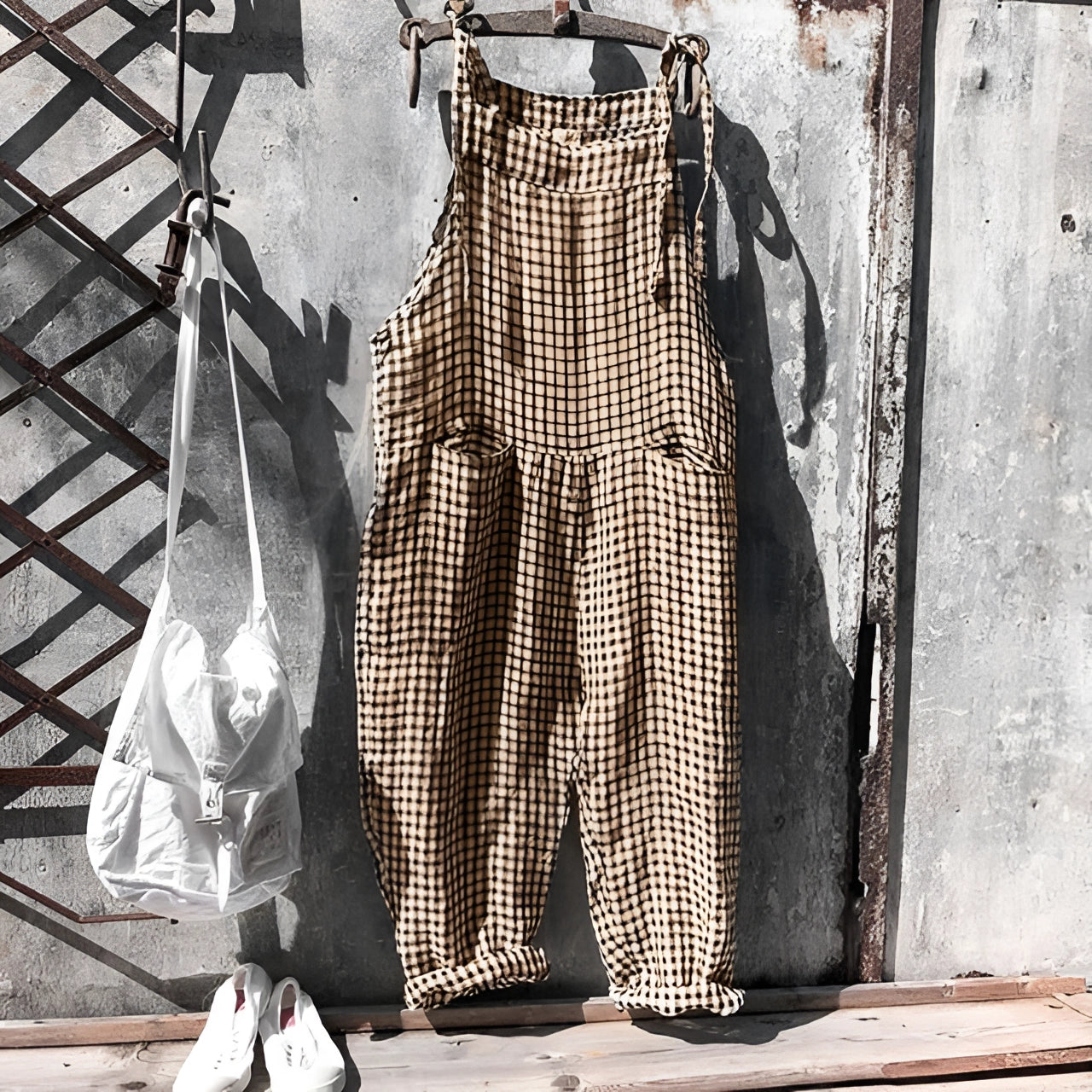 Vintage White Overalls Unisex Adjustable