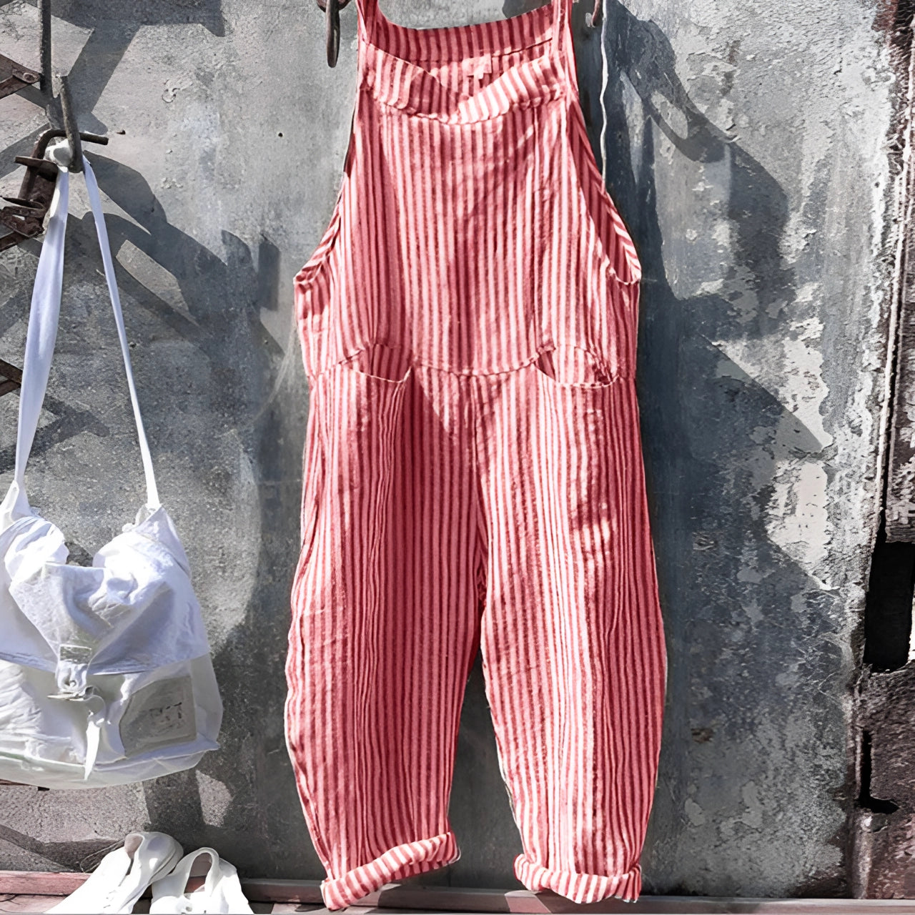 Vintage White Overalls Unisex Adjustable