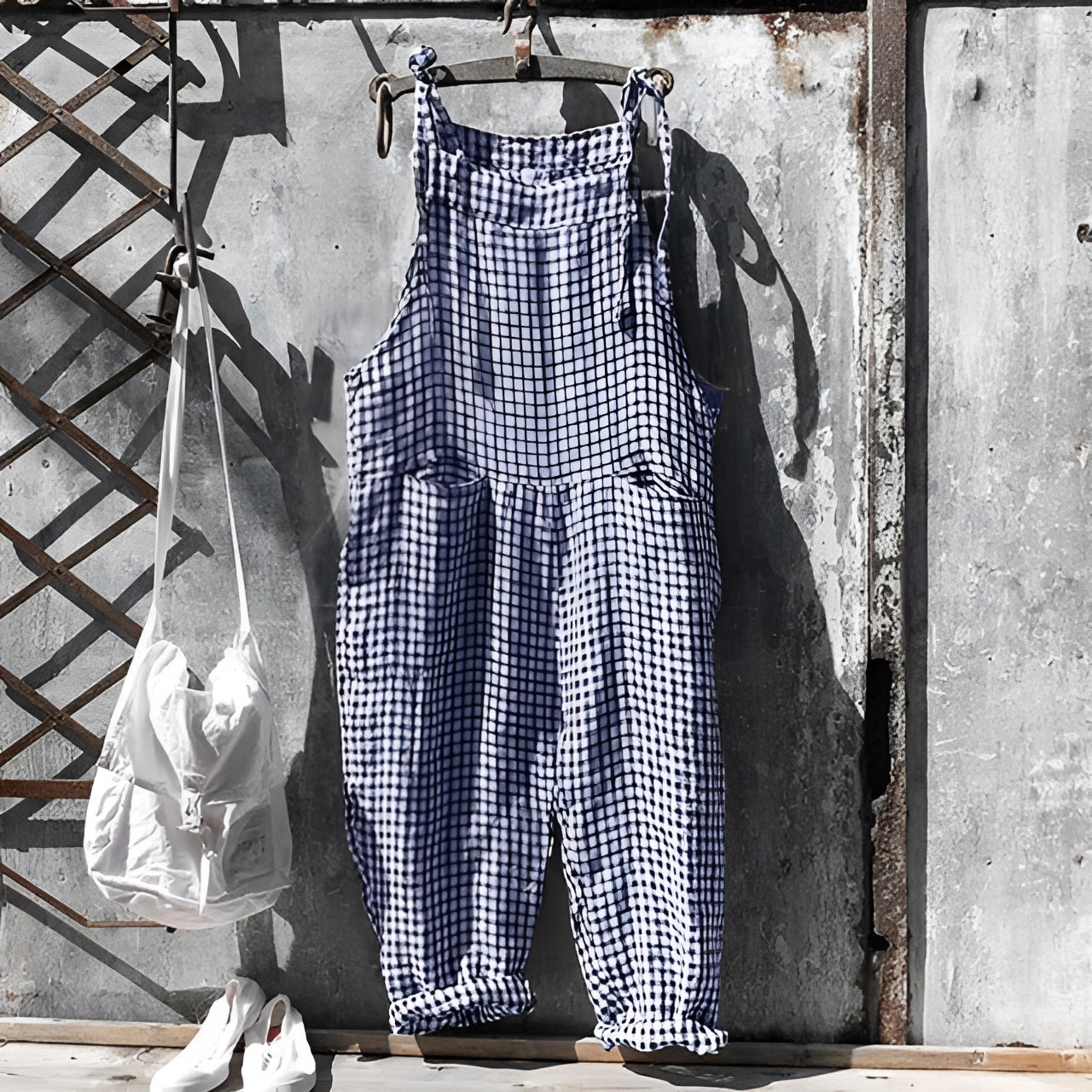 Vintage White Overalls Unisex Adjustable