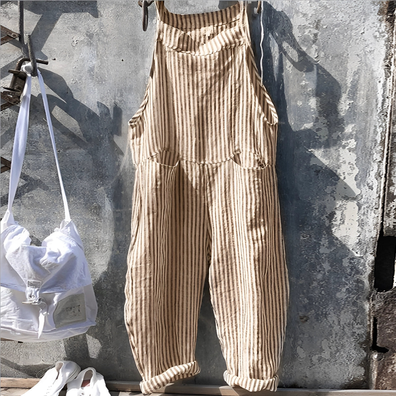 Vintage White Overalls Unisex Adjustable