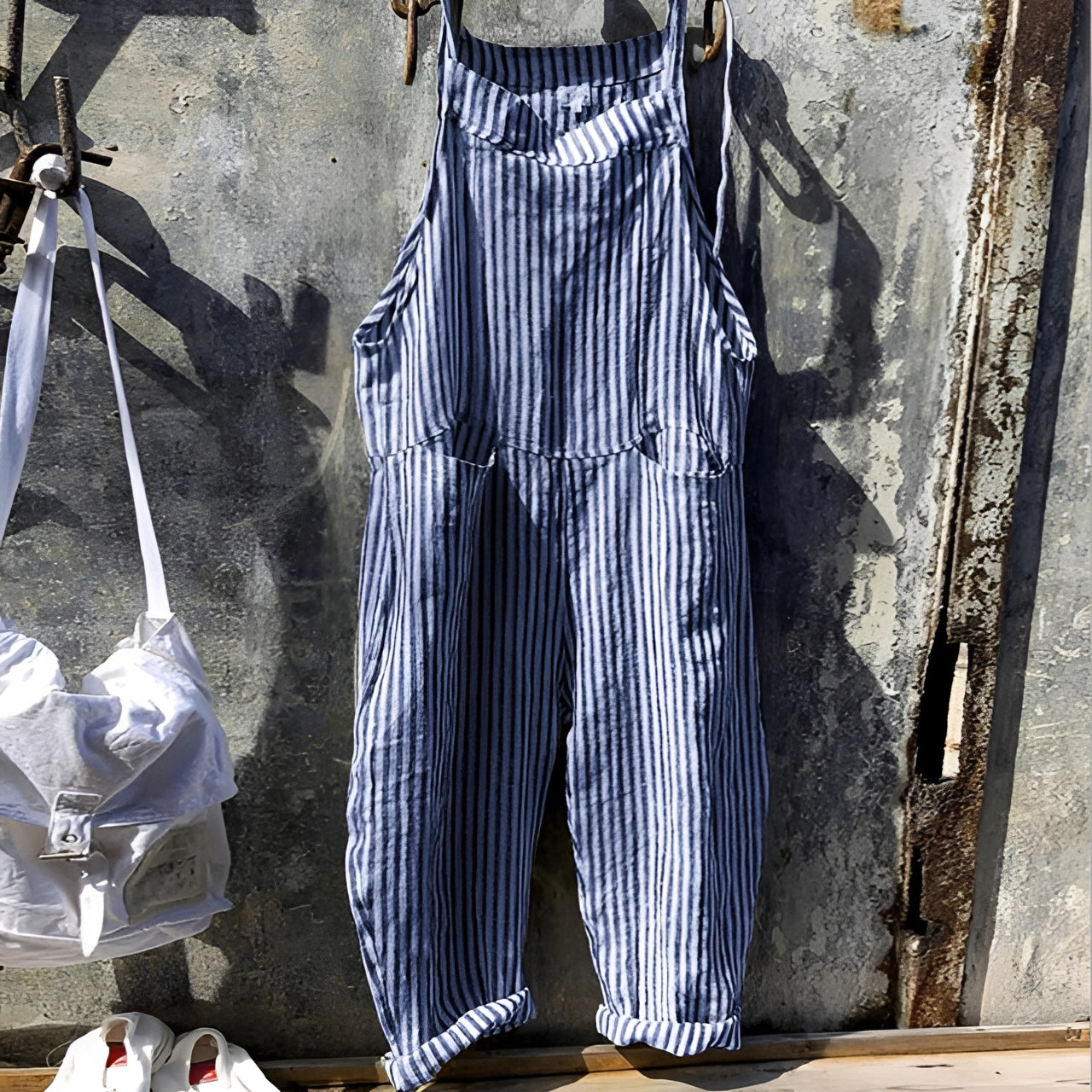 Vintage White Overalls Unisex Adjustable