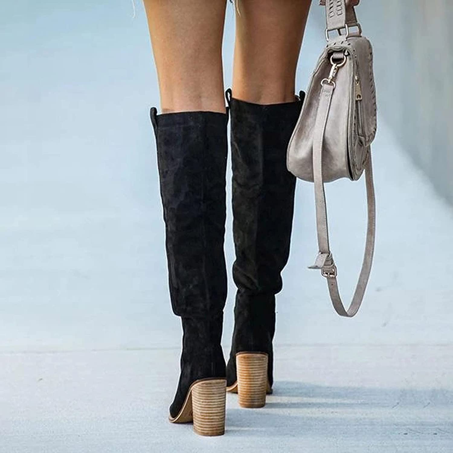 Western Ankle Boots Grey Suede Block Heel Urban Cowgirl