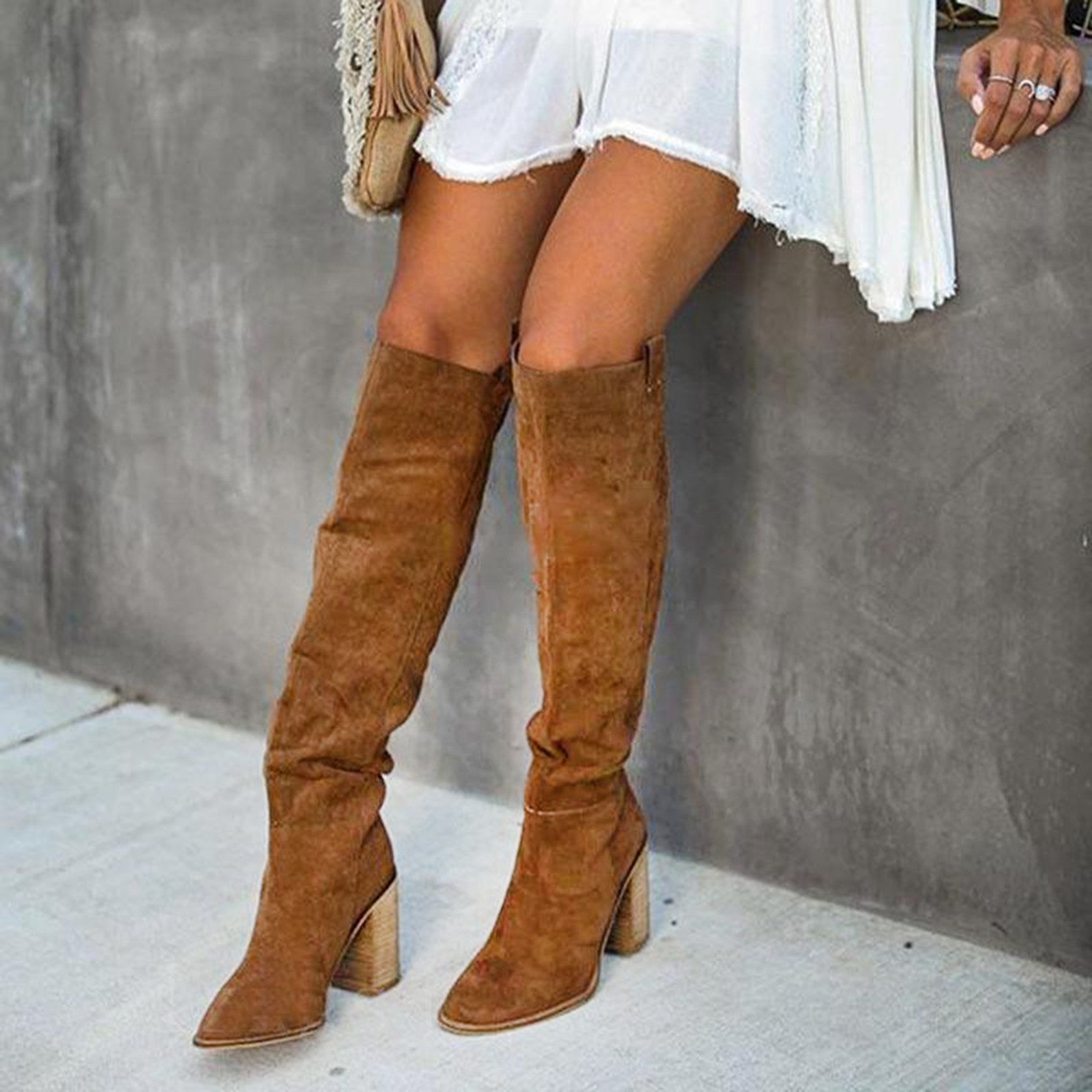 Western Ankle Boots Suede Block Heel Urban Cowgirl Chic