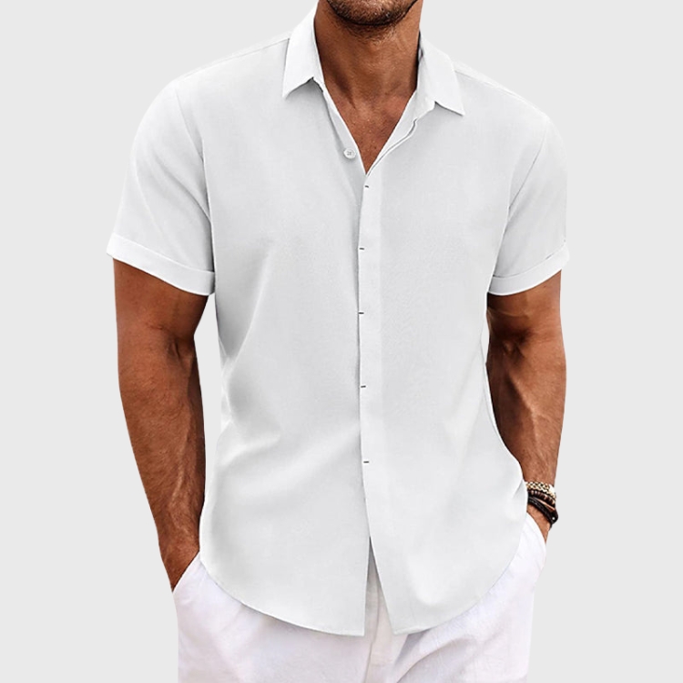 Men's Linen Shirt With Short Sleeves And Airy Fit