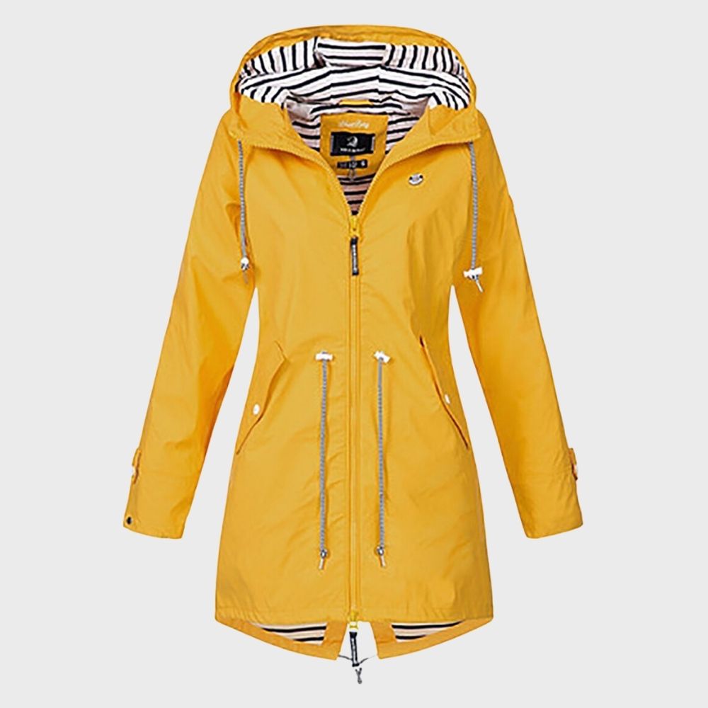 Women's Long Rain Jacket Hooded Water Repellent Lightweight