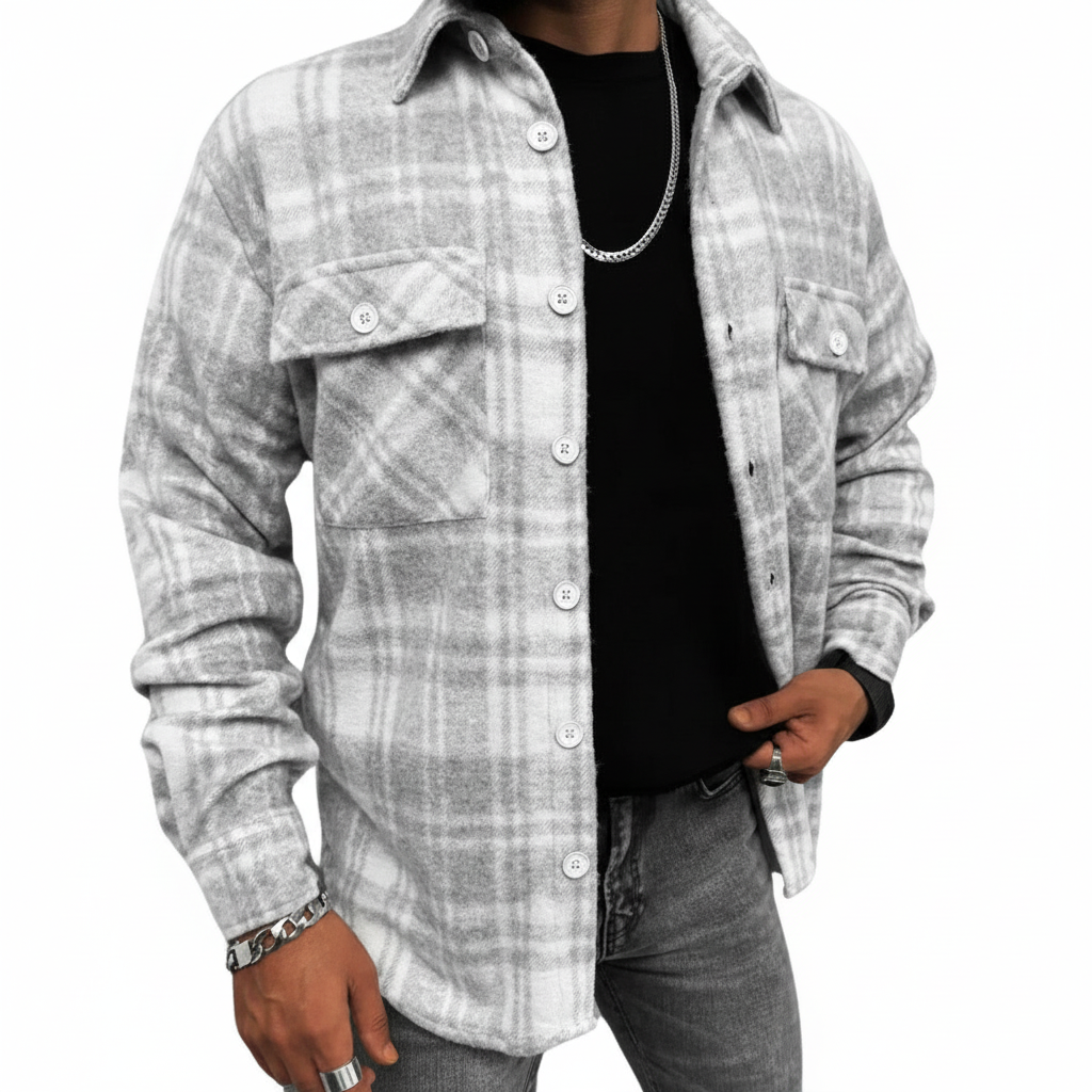 Men's Checked Flannel Shirt Brushed Warm Winter
