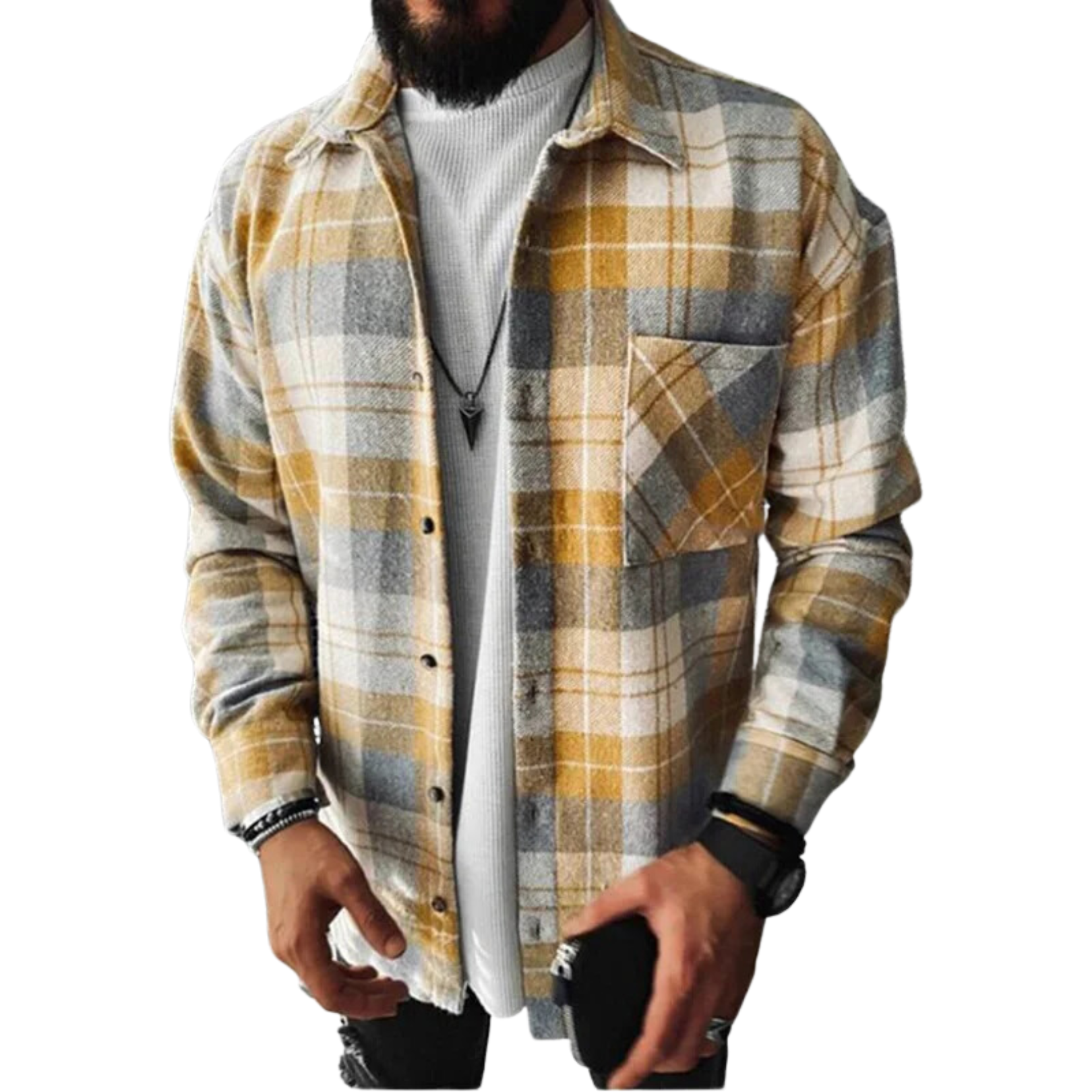 Men's Checked Flannel Shirt Brushed Warm Winter