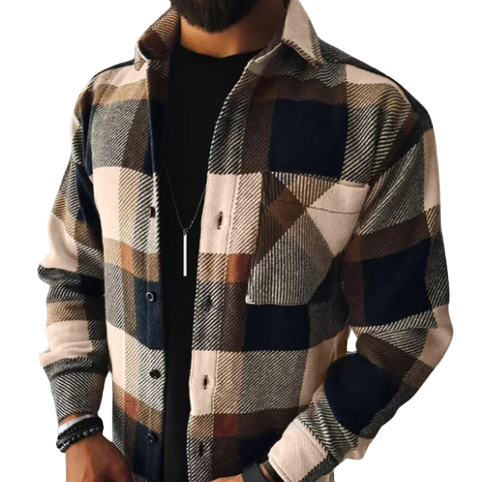 Men's Checked Flannel Shirt Brushed Warm Winter