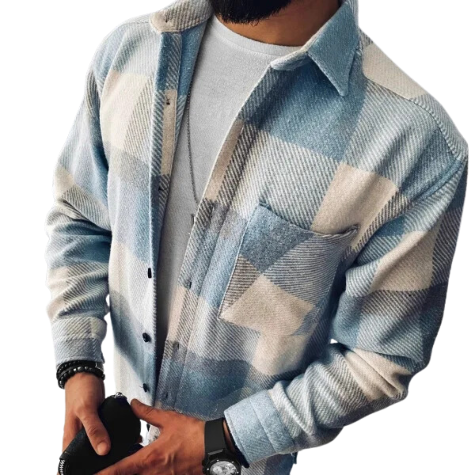 Men's Checked Flannel Shirt Brushed Warm Winter
