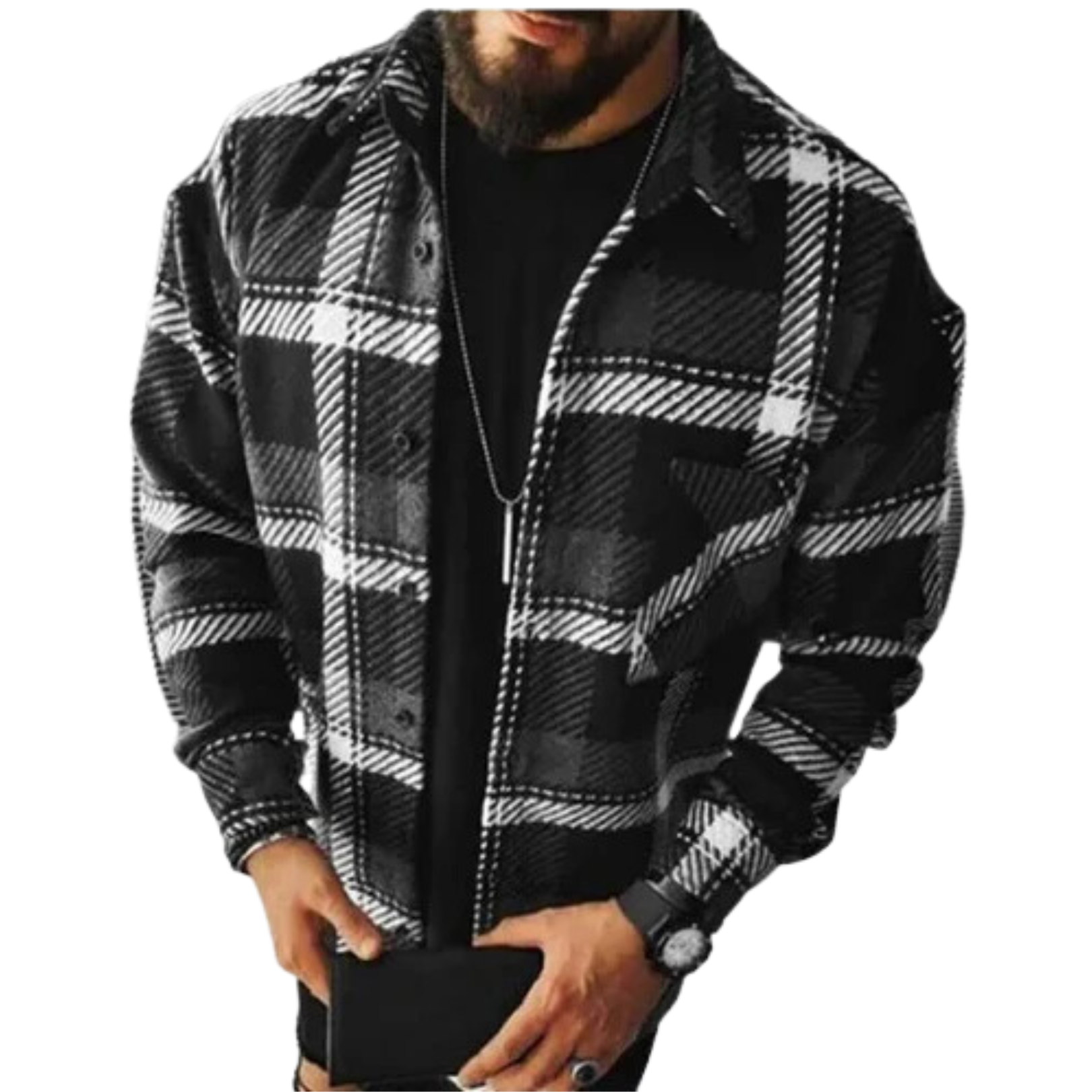 Men's Checked Flannel Shirt Brushed Warm Winter