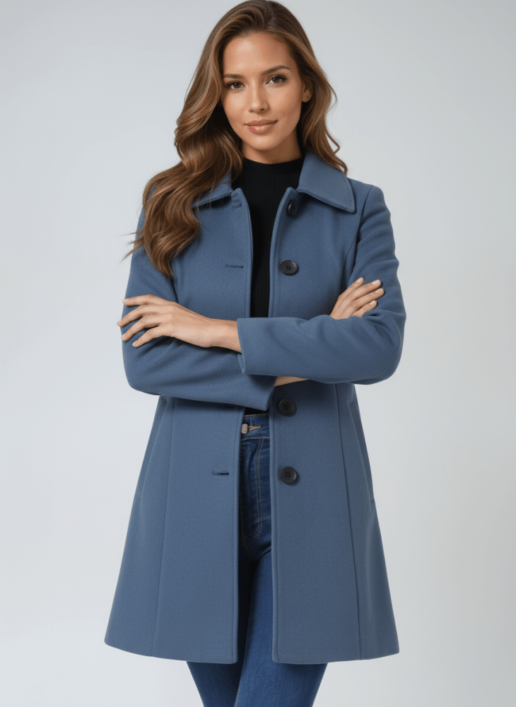Winter Coat Single Button Closure Elegant Tailored