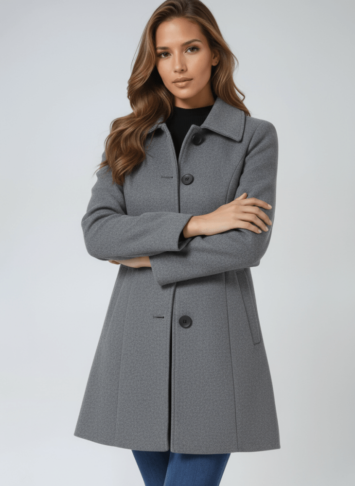 Winter Coat Single Button Closure Elegant Tailored