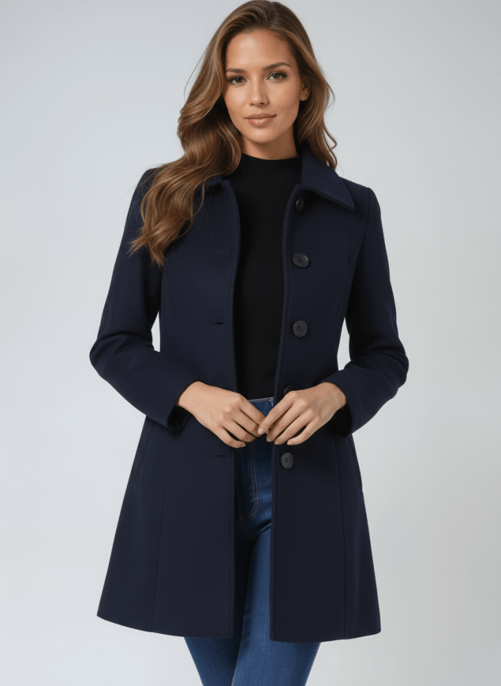 Winter Coat Single Button Closure Elegant Tailored