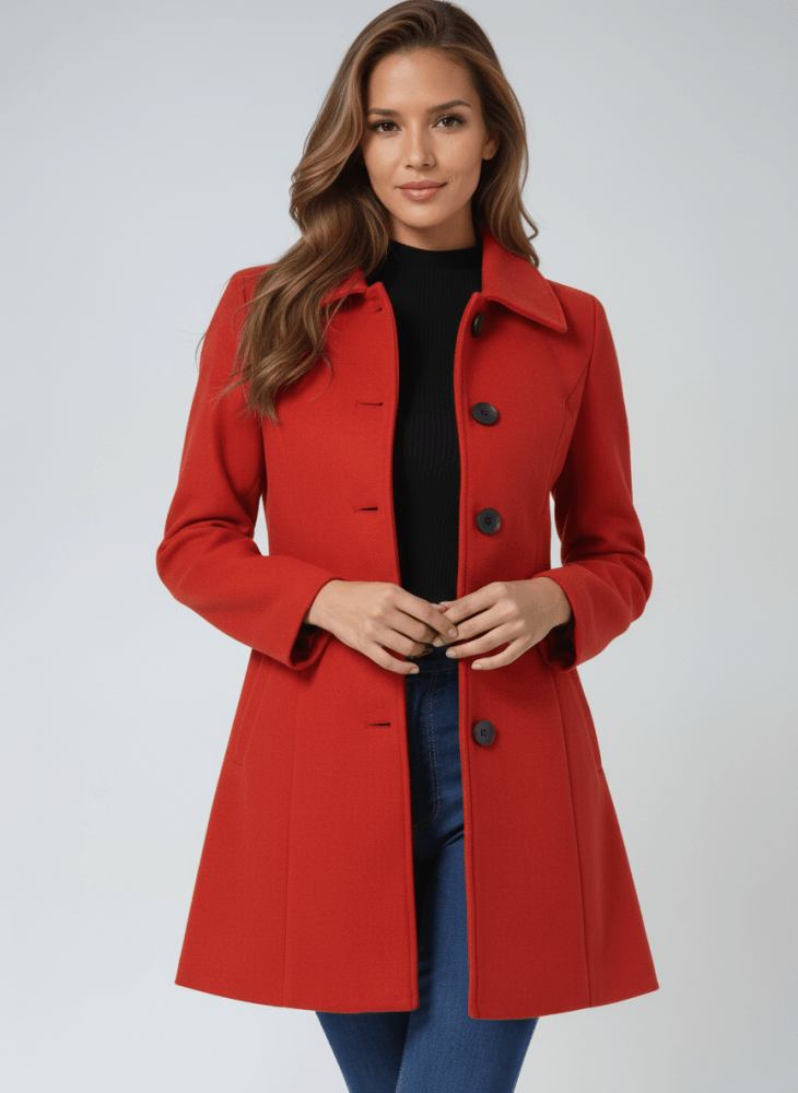 Winter Coat Single Button Closure Elegant Tailored