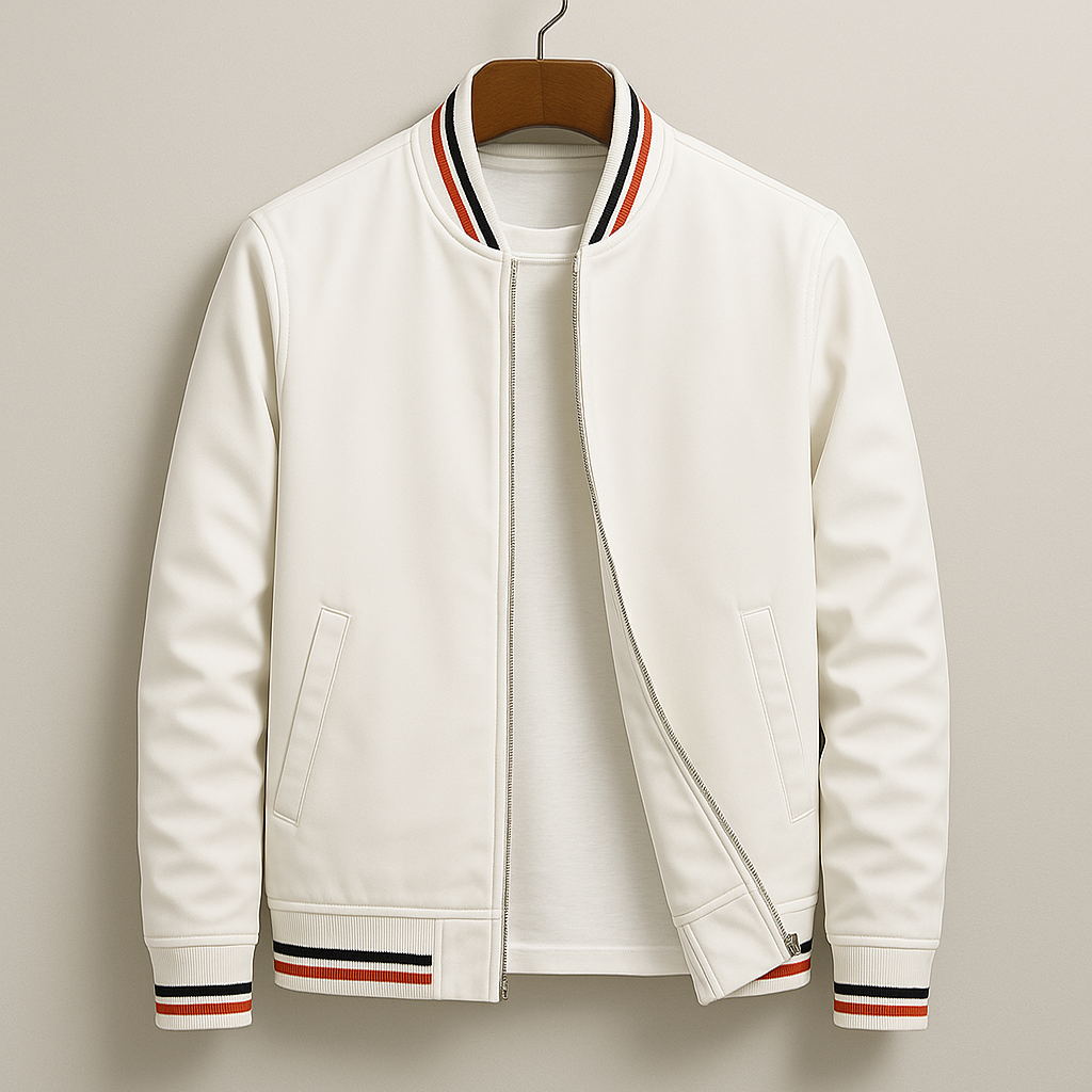 Men's Bomber Jacket Cotton Regular Fit Ribbed Trim Zip Up