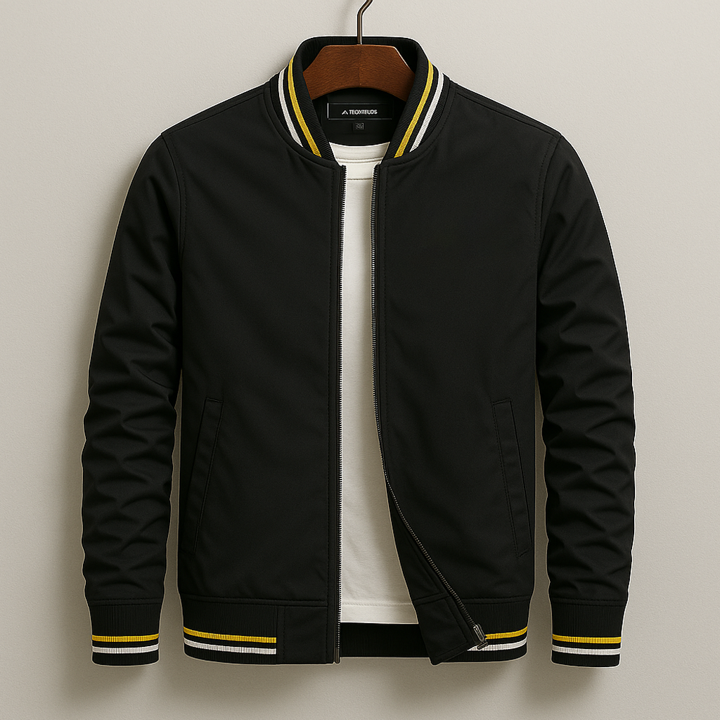 Men's Bomber Jacket Cotton Regular Fit Ribbed Trim Zip Up