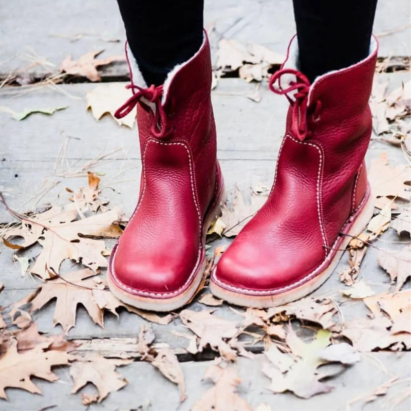 Waterproof Winter Boots Black Leather Warm Comfortable