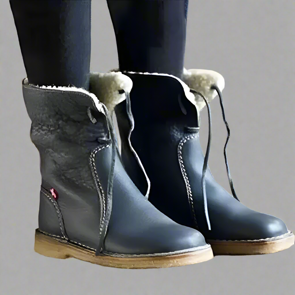 Waterproof Winter Boots Black Leather Warm Comfortable