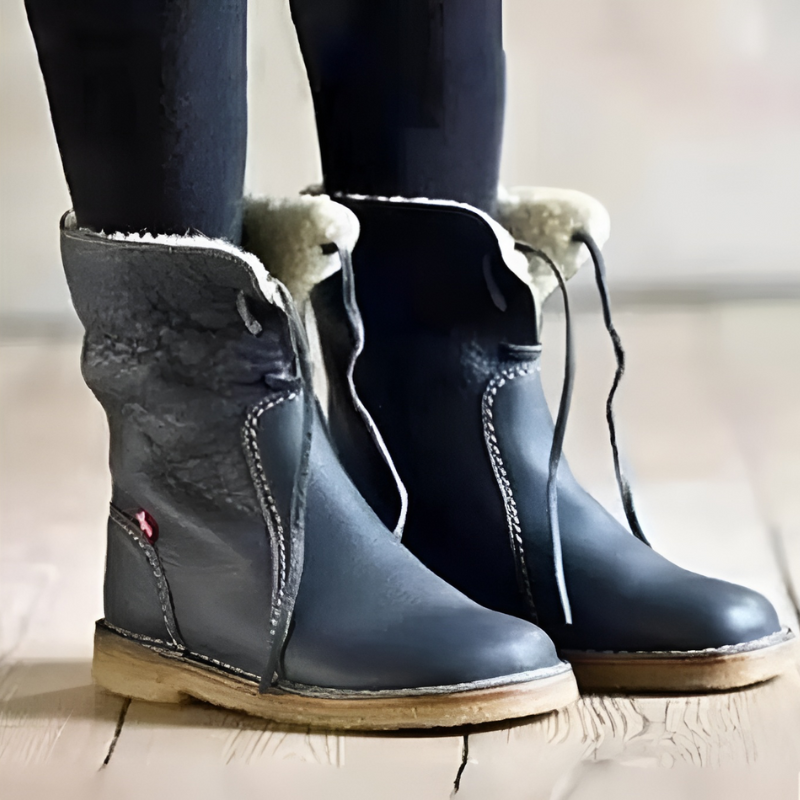 Waterproof Winter Boots Black Leather Warm Comfortable