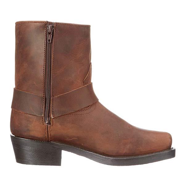 Harness Boots Leather Mid Cut Full Grain Buckle Autumn