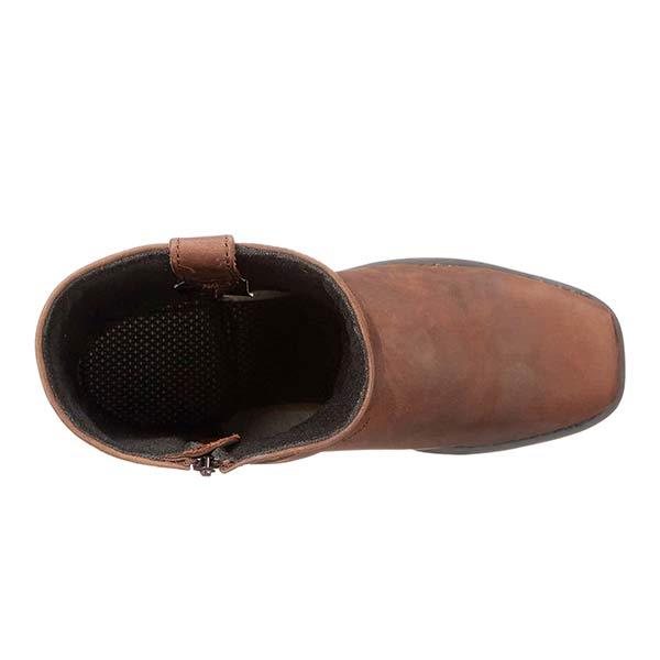 Harness Boots Leather Mid Cut Full Grain Buckle Autumn