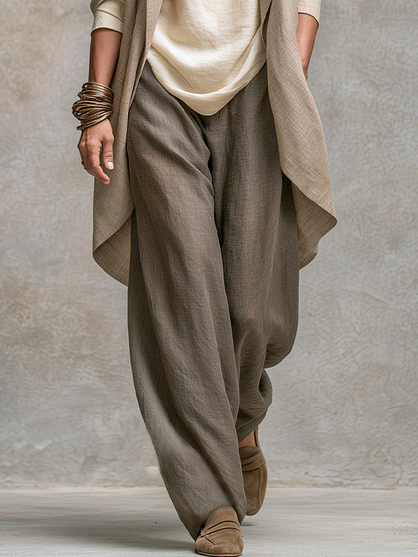 Simone Bennett and Lowe layered three-piece wide-leg matching set featuring a top and wide-leg pants in a stylish, coordinated design.