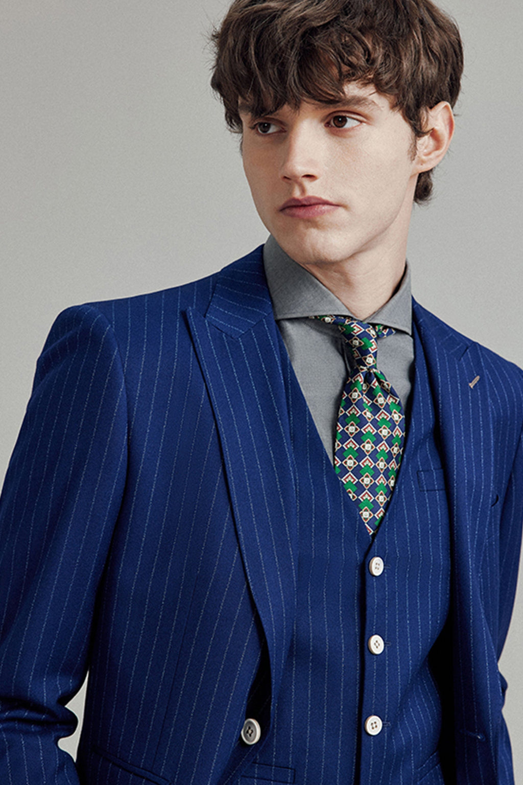 Striped Slim Fit Wedding Business 3 Piece Suit Blazer Vest Trousers