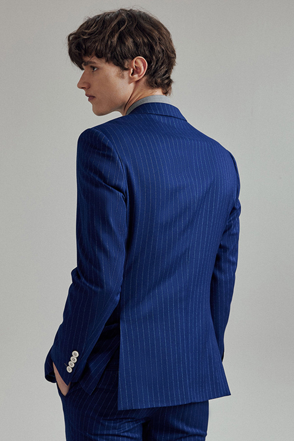 Striped Slim Fit Wedding Business 3 Piece Suit Blazer Vest Trousers
