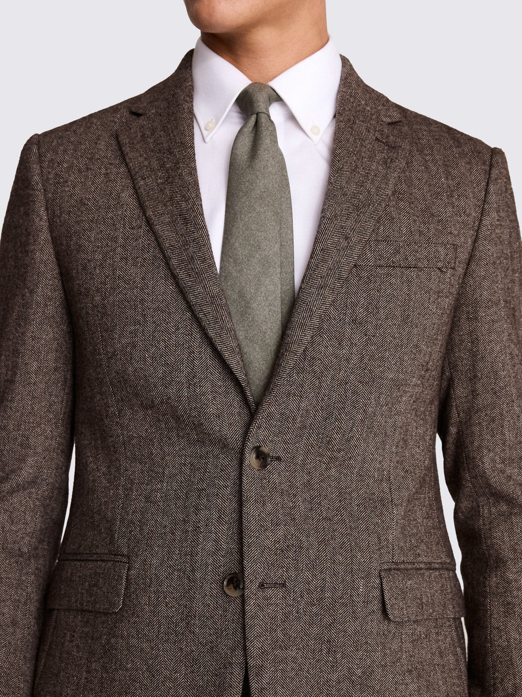 Herringbone Notch Lapel Slim Fit 3 Piece Suit Blazer Vest Trousers