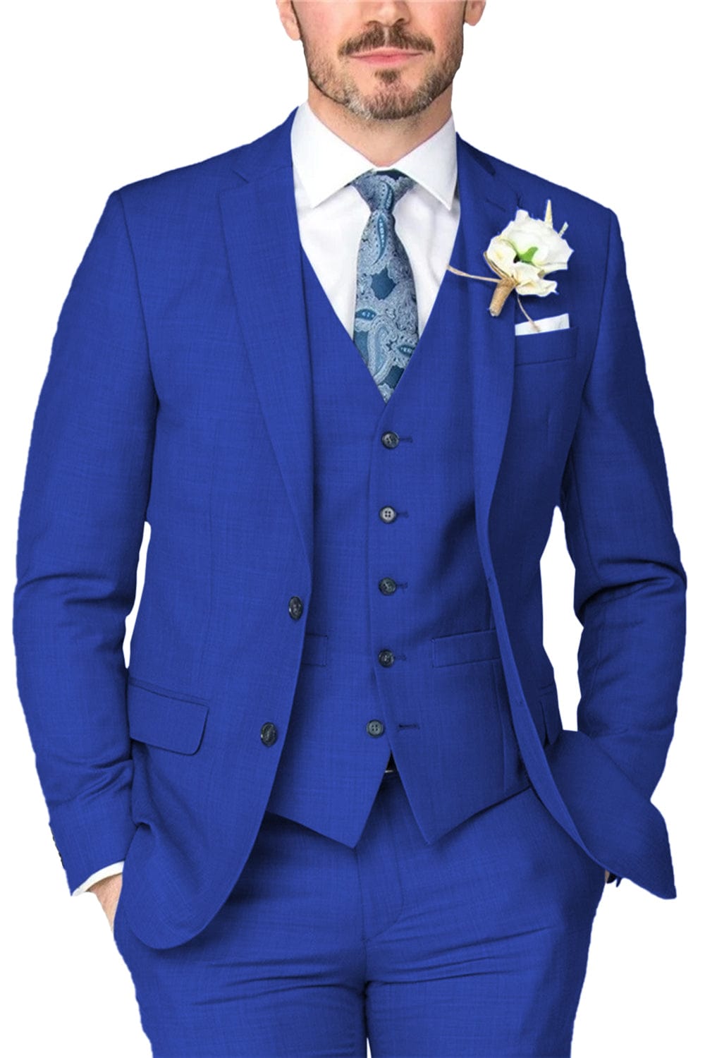 Notch Lapel Business 3 Piece Suit Blazer Vest Trousers