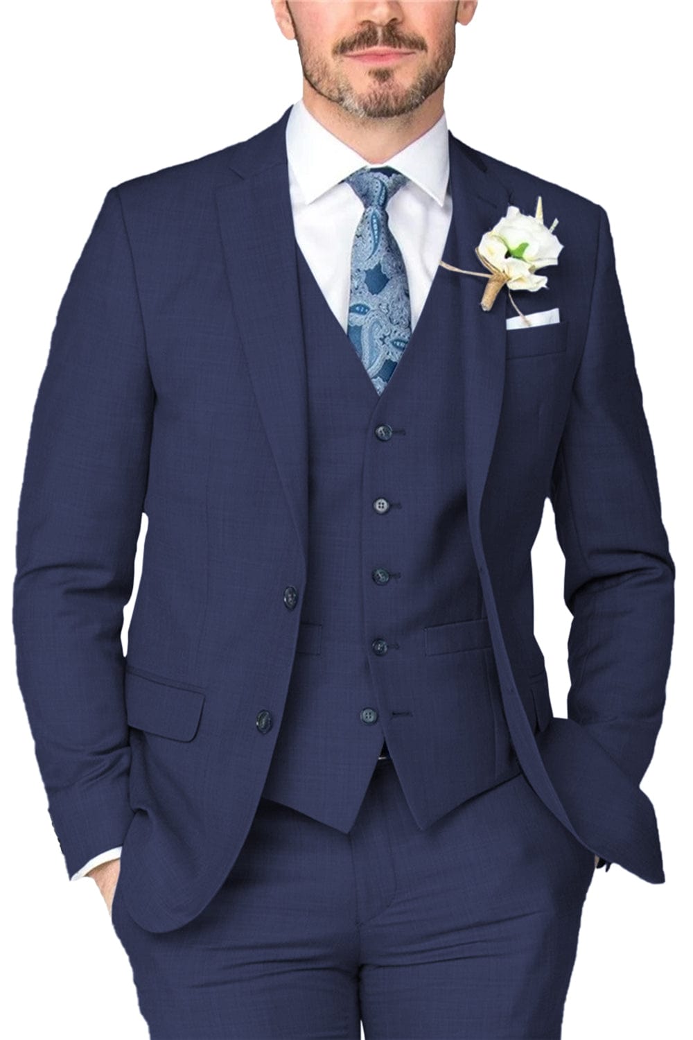 Notch Lapel Business 3 Piece Suit Blazer Vest Trousers