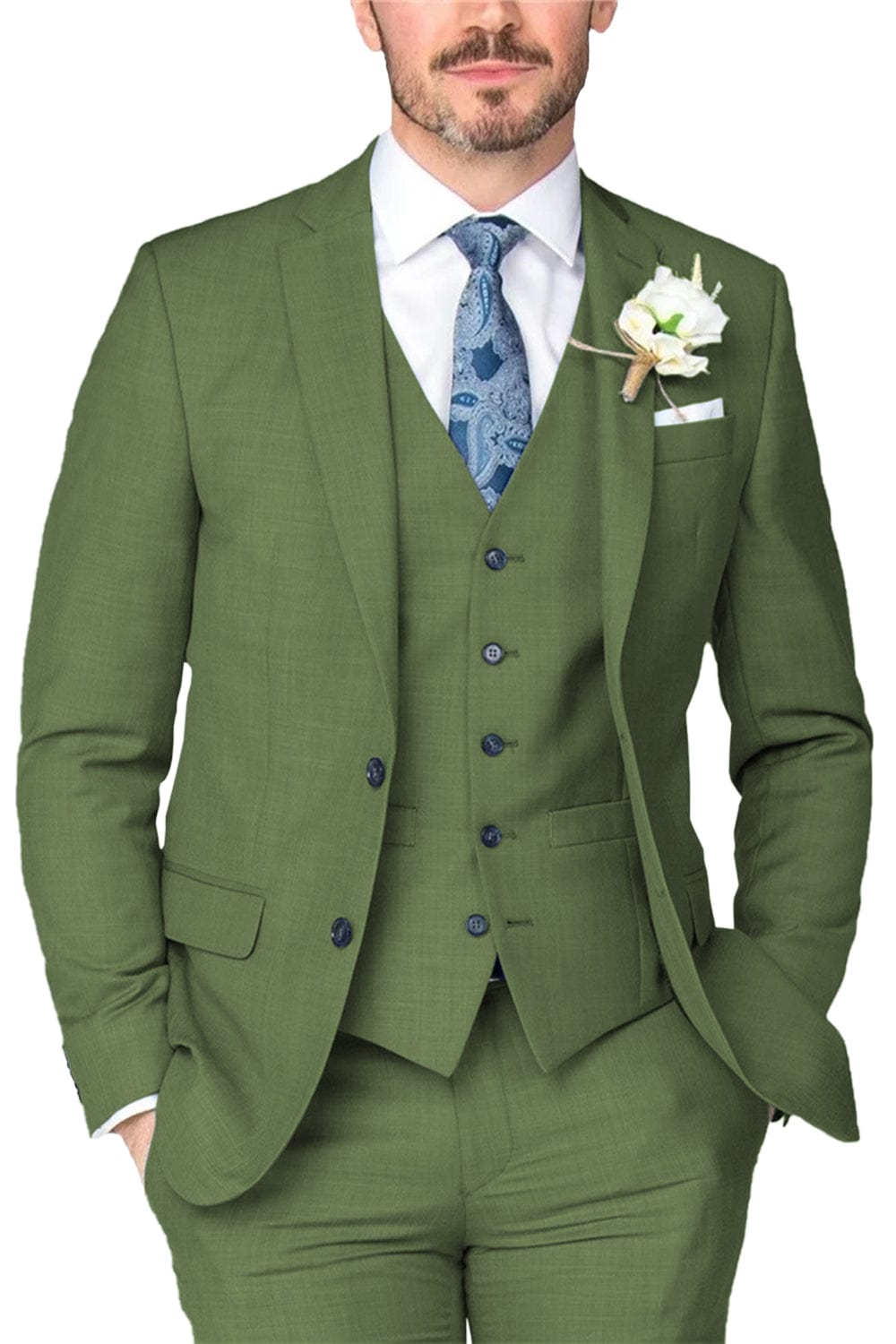 Notch Lapel Business 3 Piece Suit Blazer Vest Trousers