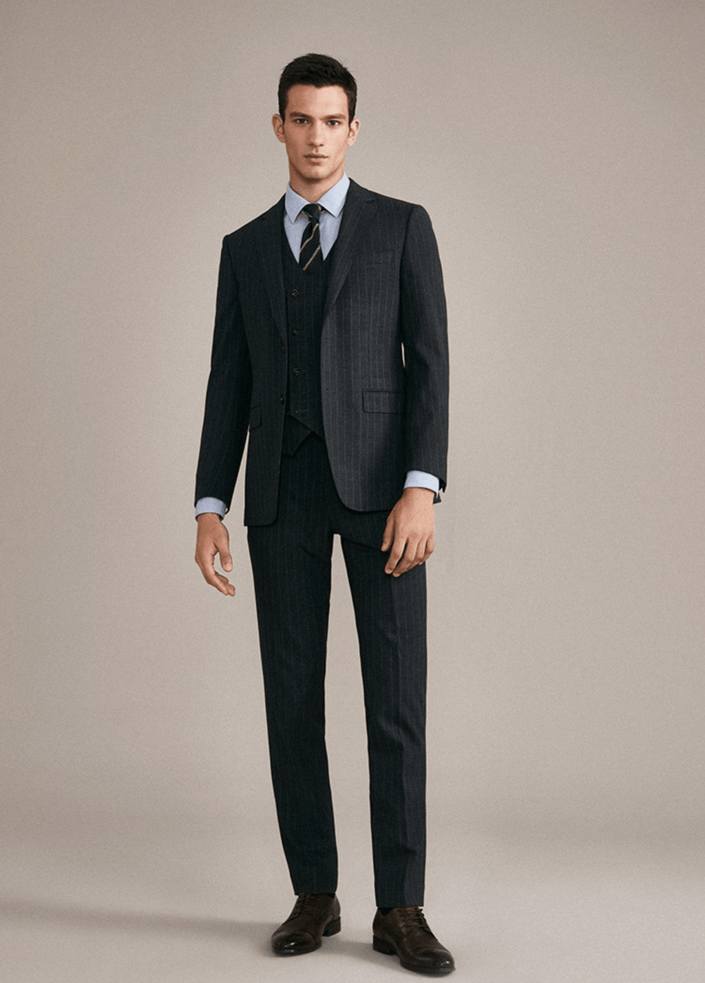 Striped Wedding 3 Piece Suit Blazer Vest Trousers