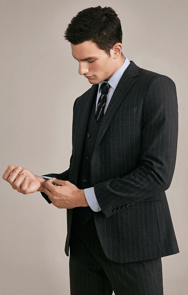 Striped Wedding 3 Piece Suit Blazer Vest Trousers