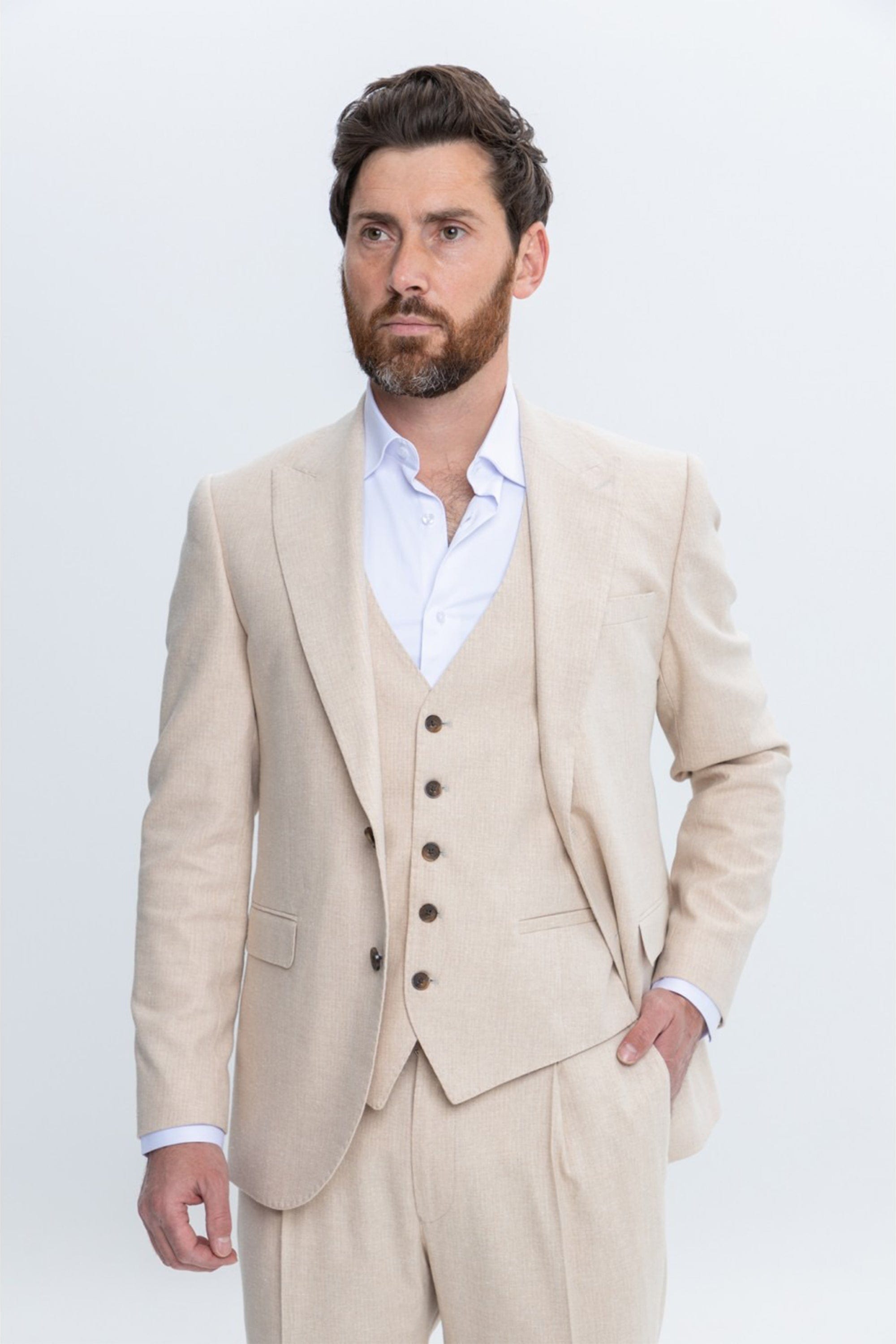 Slim Fit Business 3 Piece Suit Blazer Vest Trousers